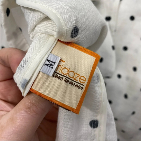 Fridaze 100% Linen Blazer Jacket Polka Dot White Lagenlook Art to Wear M - Picture 4 of 7